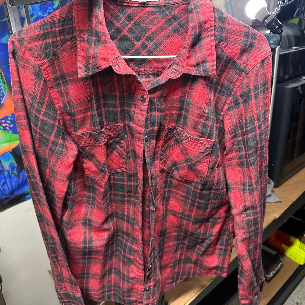 Maurices Red and Black Plaid Shirt